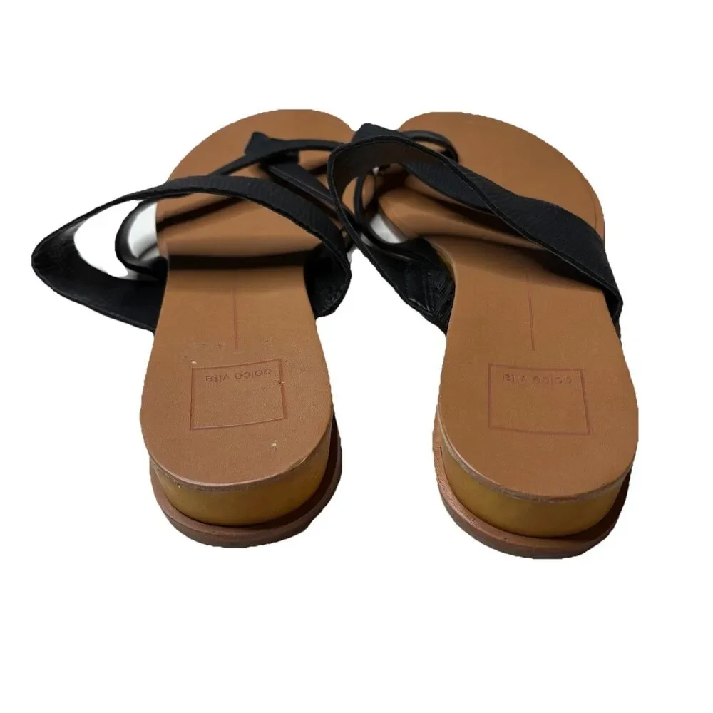 Dolce Vita Black Paddy Vegan Leather Sandals women's size 10